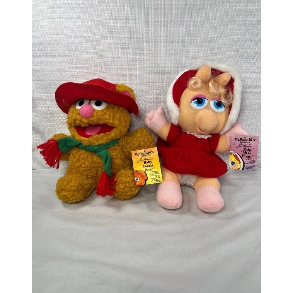 Vintage 1988 McDonald's Muppet Babies Plush Baby Fozzie Bear & Baby Miss Piggy